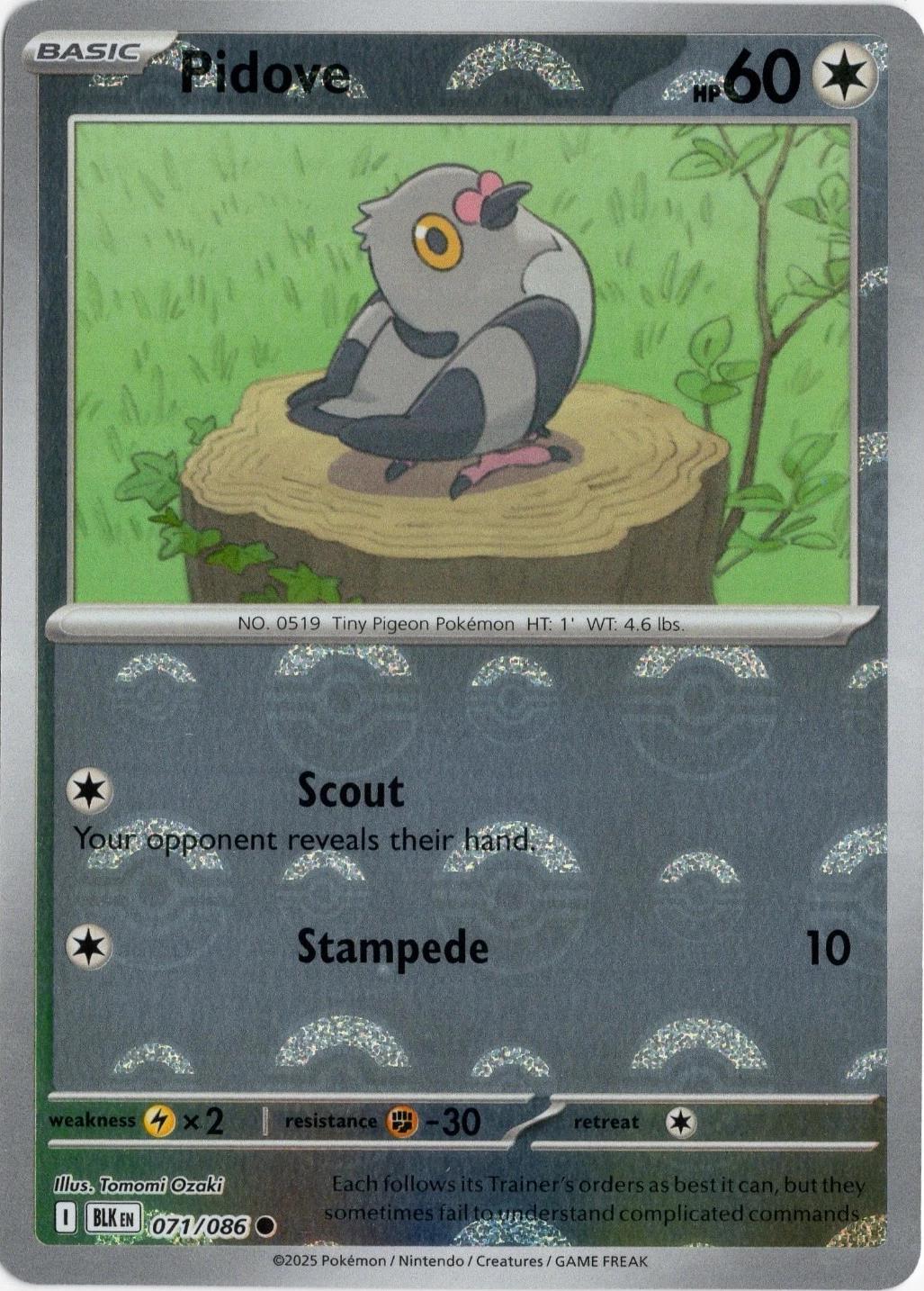 Black Bolt Pidove [Poke-Ball] Pokémon card